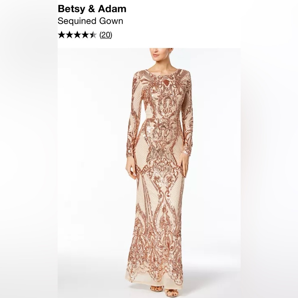 Used Gold Sequin Evening Gown